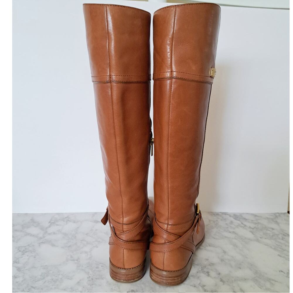 COACH Micha Leather Tall Riding Boots Size 7 Cinnamon Brown - Picture 6 of 11